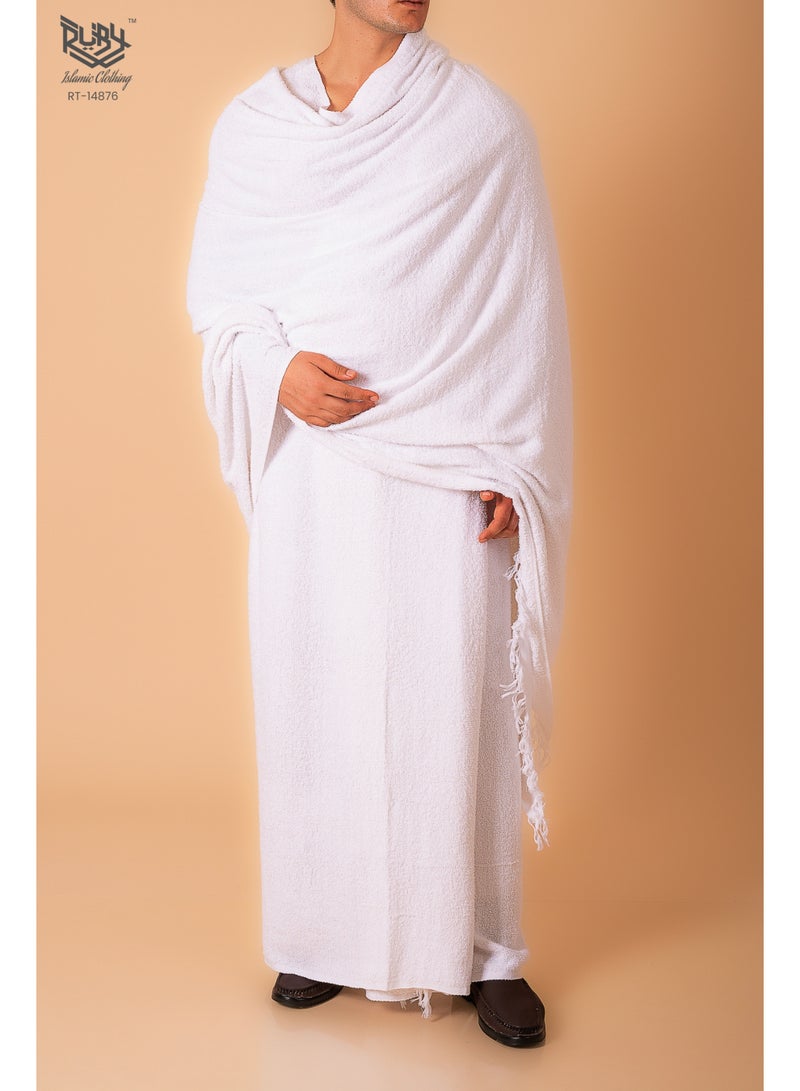 RUBY ISLAMIC CLOTHING Men's Ihram for Hajj and Umrah, Super Soft, Sweat Absorbent, 2 Piece Ihram Set|Comfortable & Lightweight |Pilgrimage Essentials |Ultra-Comfort for Hajj & Umrah - Image 4